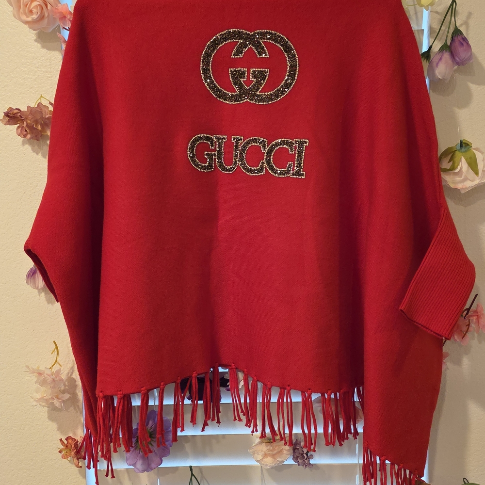 Red Fringed Women's Sweater